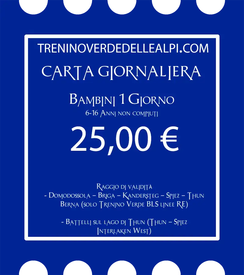 Trenino verde delle Alpi - Carrta Giornaliera Bambini